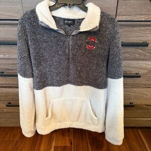 Ohio State Gray and White Quarter-Zip Sweater